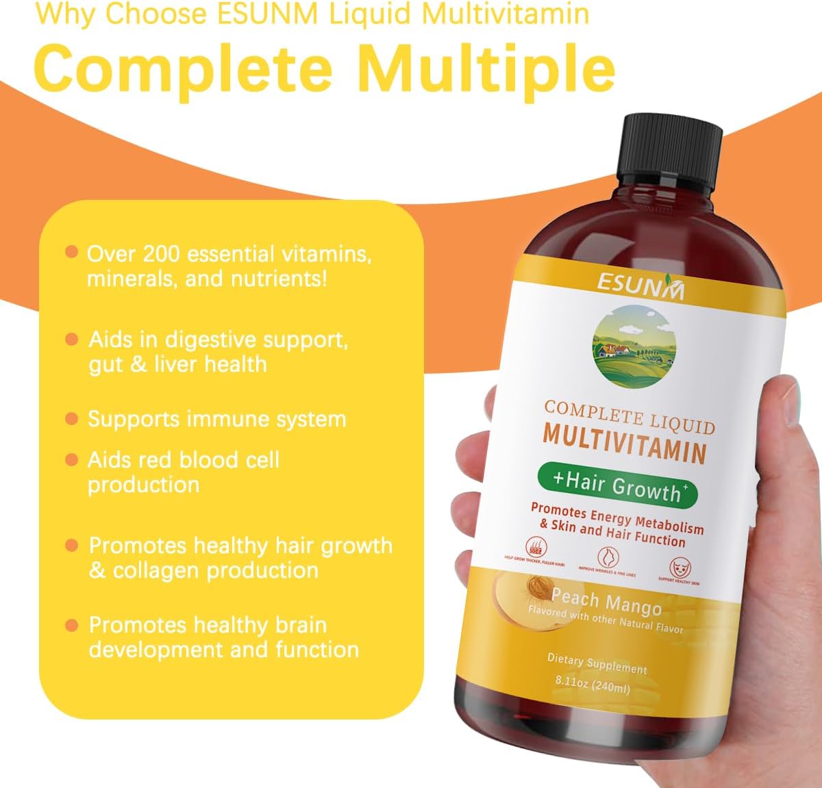 Total Body Vitality: Liquid Complete Multivitamin + Hair Growth Matrix.