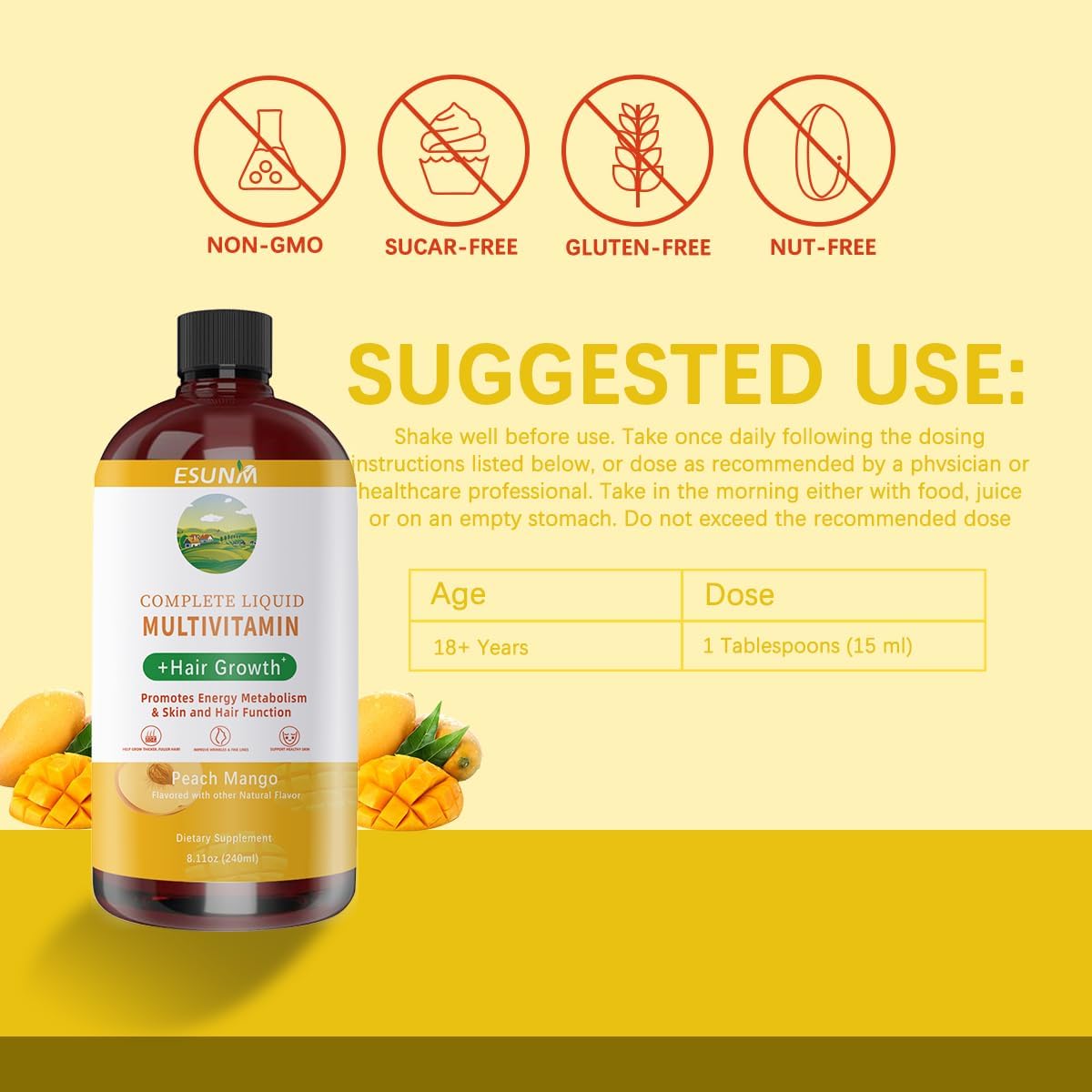 Total Body Vitality: Liquid Complete Multivitamin + Hair Growth Matrix.