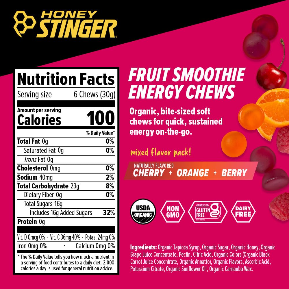 Pure Energy in Every Bite: Organic Fruit Smoothie Energy Chews (pack 12)