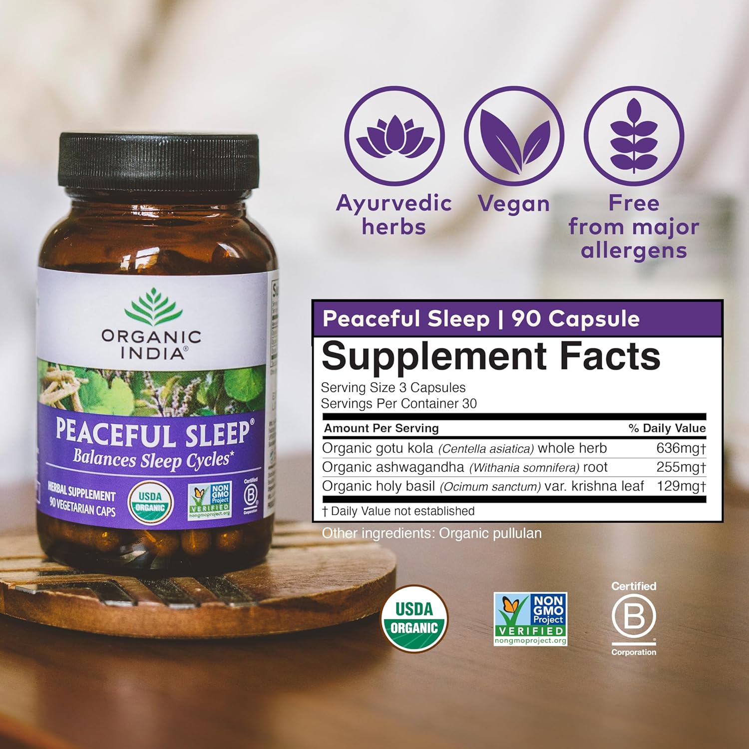 Restore Your Natural Rhythm: Organic India Peaceful Sleep Herbal Supplement.