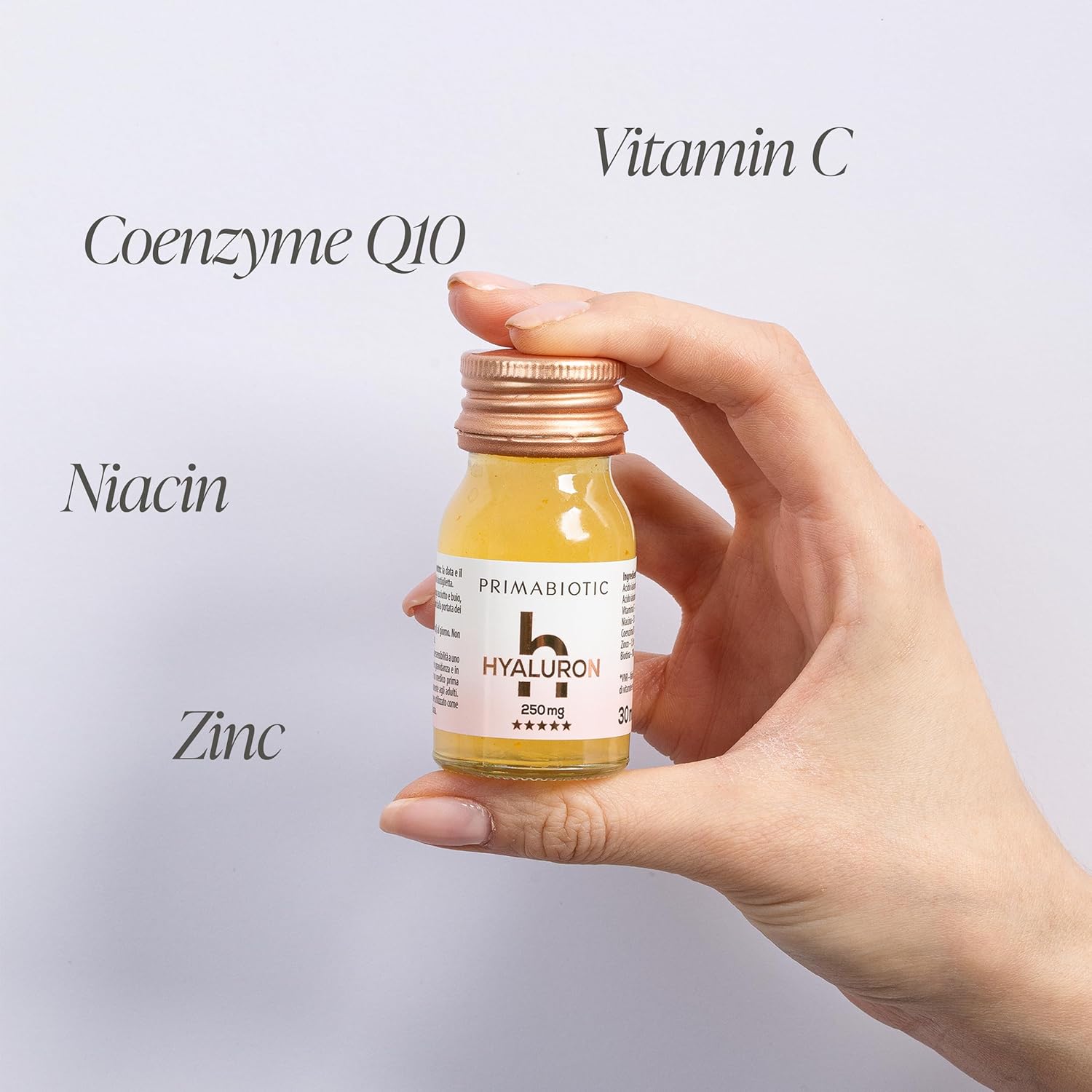 Liquid Radiance: Primabiotic Hyaluronic Acid 250mg Shots (Mango Flavor).